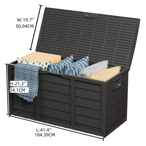 75 Gallon Resin Outdoor Storage Box with Handles – Weather-Resistant Deck Box for Patio, Pool & Garden Storage