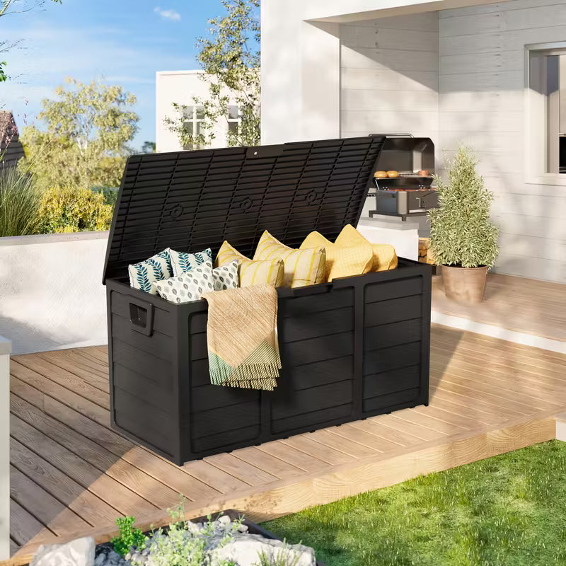 75 Gallon Resin Outdoor Storage Box with Handles – Weather-Resistant Deck Box for Patio, Pool & Garden Storage