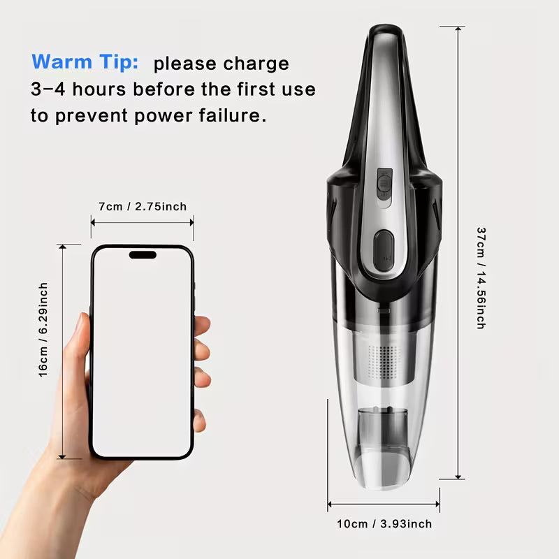 6000PA Handheld Car Vacuum Cleaner – Portable Cordless Vacuum with 5 Accessories for Car, Home & Pet Cleaning