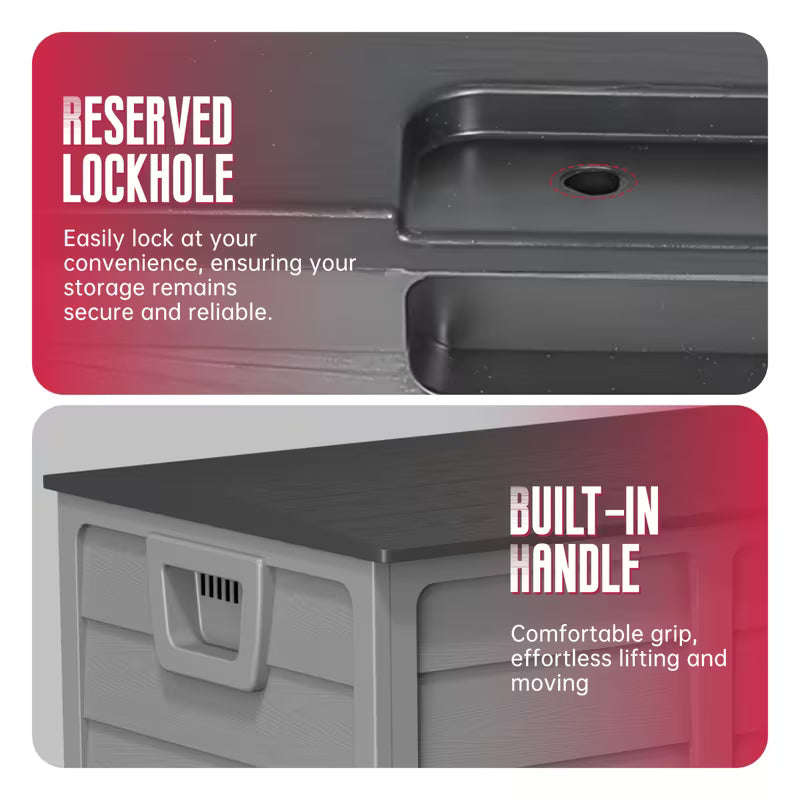 75 Gallon Resin Outdoor Storage Box with Handles – Weather-Resistant Deck Box for Patio, Pool & Garden Storage