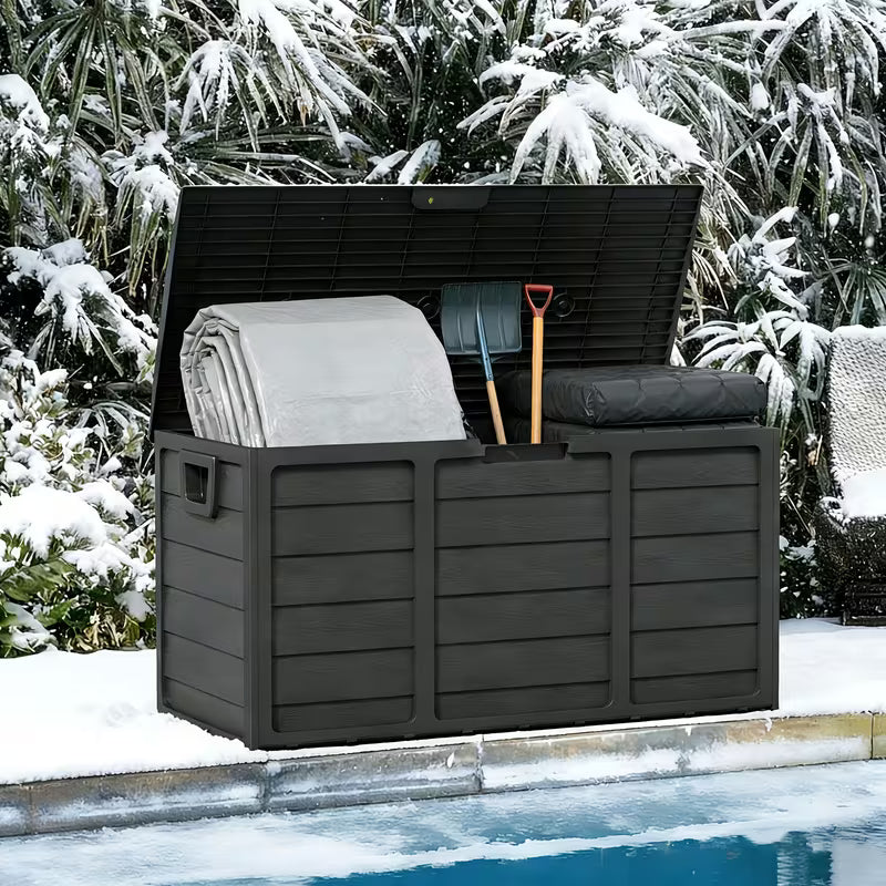 75 Gallon Resin Outdoor Storage Box with Handles – Weather-Resistant Deck Box for Patio, Pool & Garden Storage